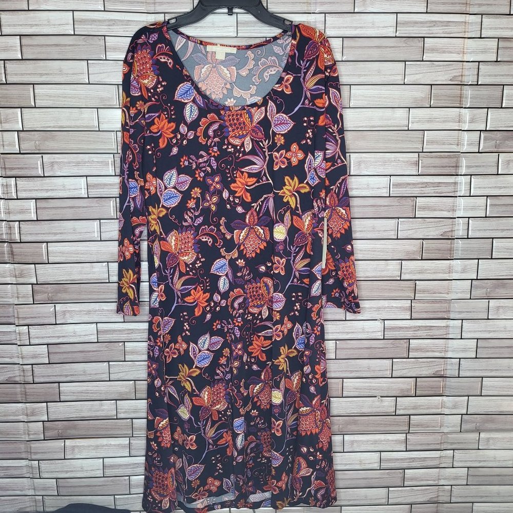 New Sunny Leigh Women's Large Dress Floral‎ Carolyn Print Long Sleeve Outfit